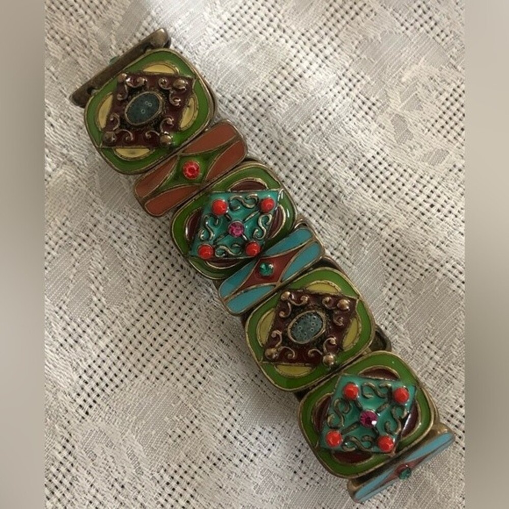 Vintage Boho Enamel Link Bracelet